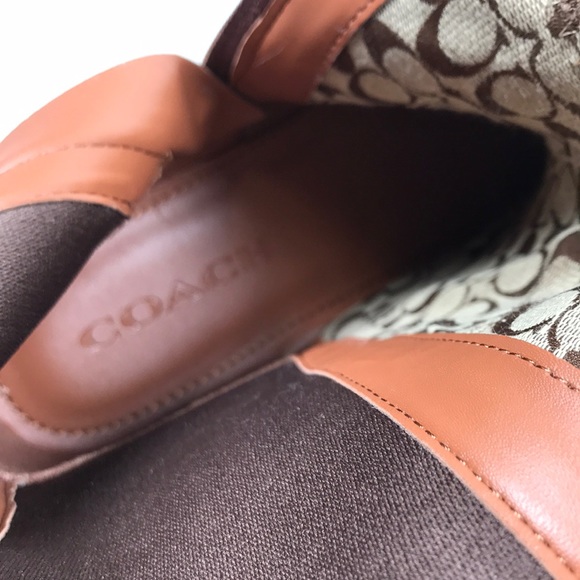 COACH Farrah Brown Leather Tall Riding Boots Logo Buckle NEW NWOB - Picture 13 of 15